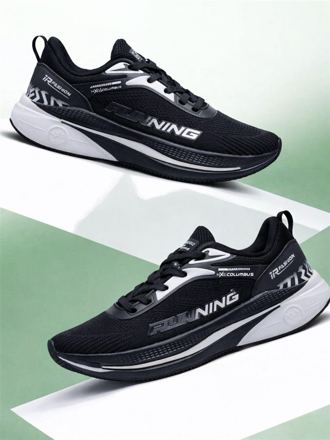 Men's Sport Sneakers — Black & White Bold