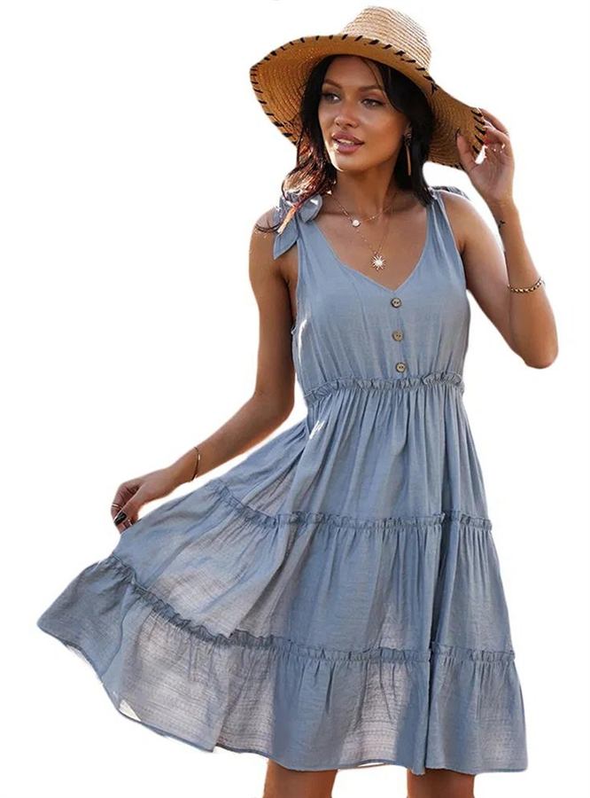 Dusty Blue Tiered Sundress