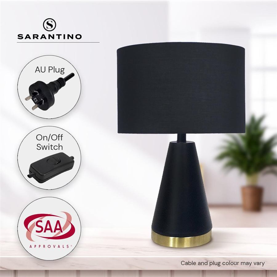 Modern Cone Table Lamp — Black & Gold
