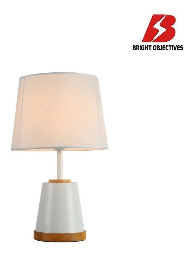 Dome Table Lamp — White with Wood Trim