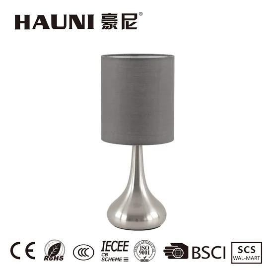 Droplet-Base Table Lamp — Silver with Grey Shade