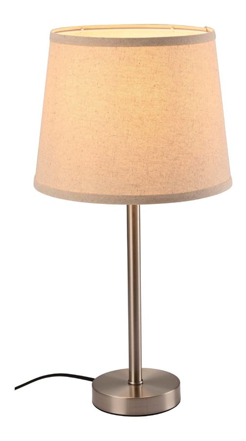 Brushed Nickel Table Lamp — Linen Drum Shade