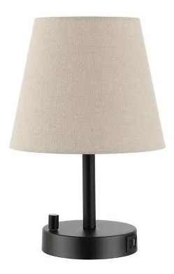 USB Charging Table Lamp — Linen Shade